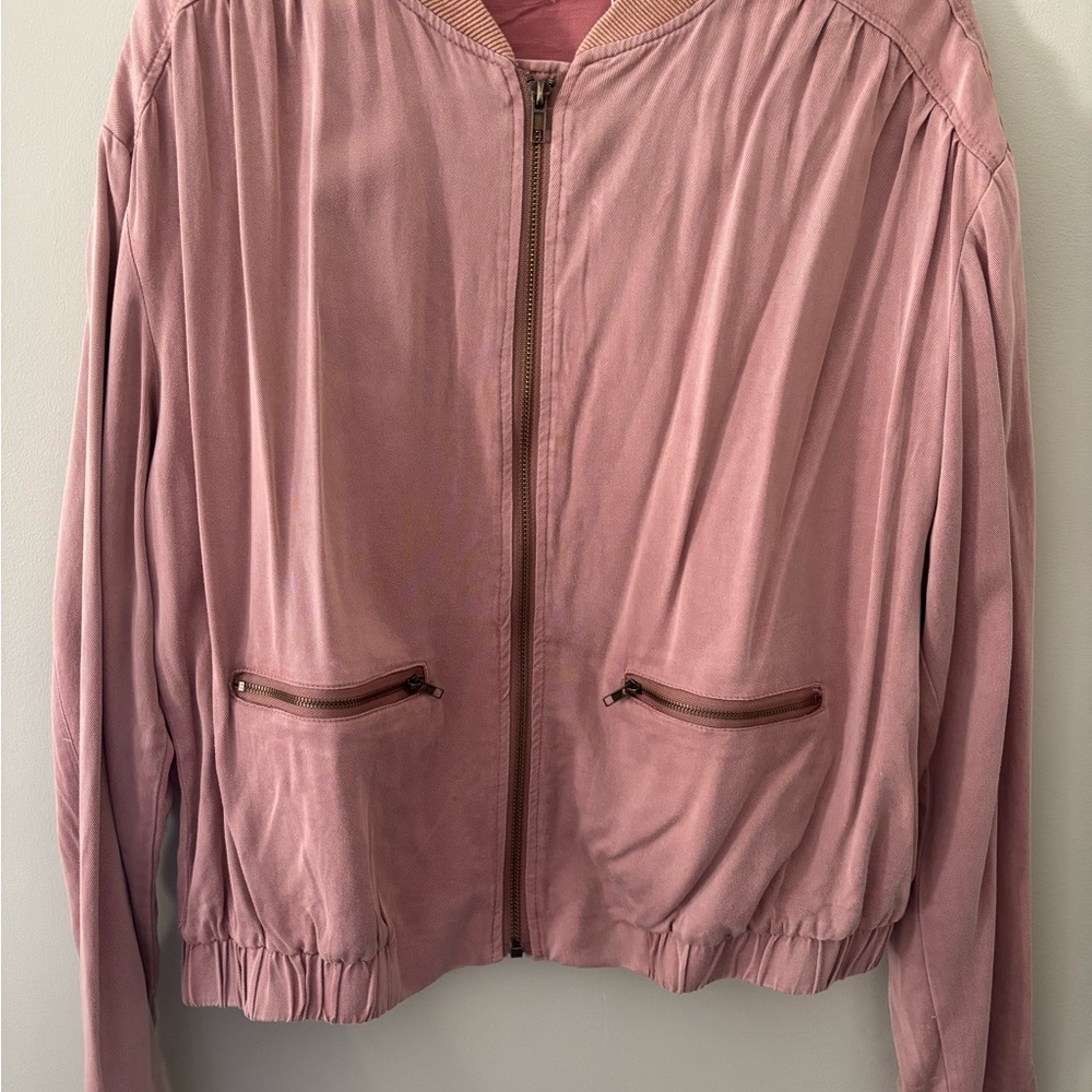 NWT Vintage Wash Tencel Desert Rose Bomber Jacket